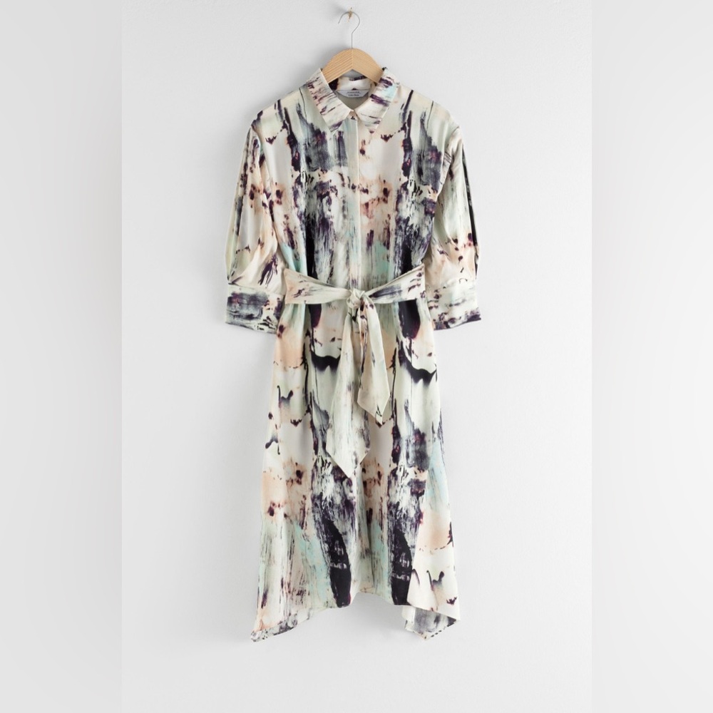 & Other Stories Abstract watercolor knot front Midi Dress